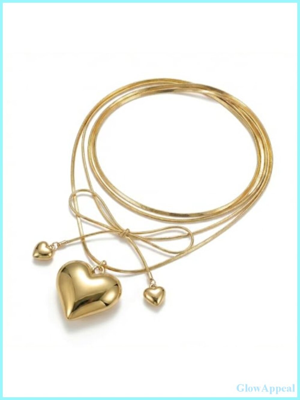 Chunky Heart Tie Necklace Gold Plated Wrap Choker Pendant Women